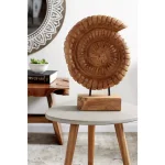 LITTON LANE Hand-Carved Reclaimed Teak Wood Nautilus Shell Sculpture on Iron Stand thumbnail 1