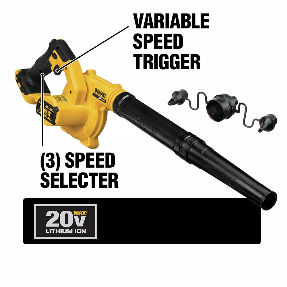 DEWALT 20V MAX Cordless Compact Jobsite Blower, 135 MPH, 100 CFM (Tool Only)