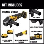 DEWALT 20V MAX XR Cordless Brushless 4-1/2 in. Small Angle Grinder Kit with (2) 6.0Ah Batteries & Reciprocating Saw thumbnail 2