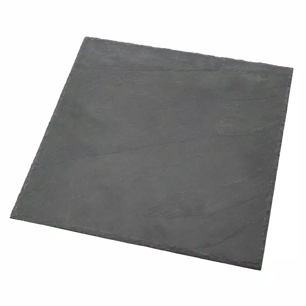 Creative Home Natural Black Slate 12 in. x 12 in. Square Serving Board and Cheese Platter