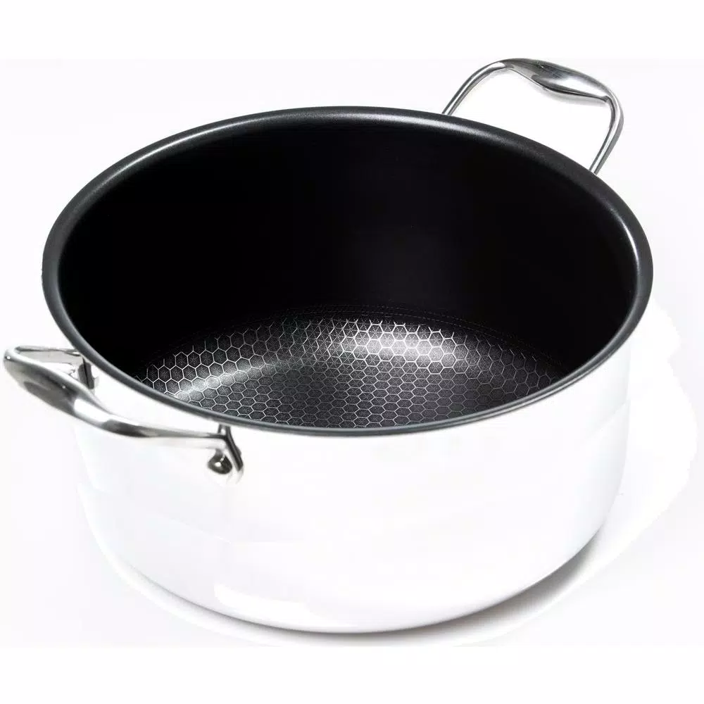 Black Cube 7.5 qt. Stainless Steel Hybrid Nonstick Stock Pot with Glass Lid