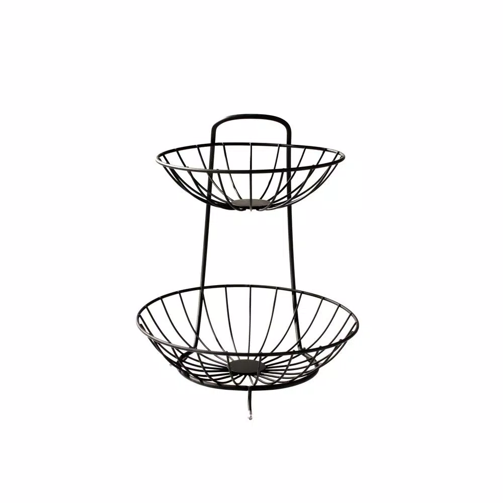 Spectrum Yumi 2-Tier Steel Arched Fruit Bowl & Countertop Server, Black