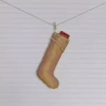 VHC Brands 20 in. Gold and Antique White Tinsel Christmas Stocking - Cotton/Nylon Glam Decor thumbnail 2