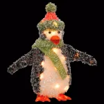 National Tree Company 18 in. Pre-Lit Tinsel Penguin Holiday Sculpture with 35 Clear Lights thumbnail 1