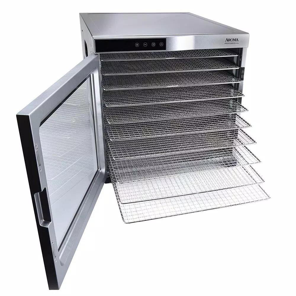 Aroma Professional 10-Tray Digital Food Dehydrator with Glass Door and Stainless Steel Trays
