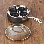 Cooks Standard 8 in. Hard Anodized Nonstick 4-Cup Egg Poacher Pan with Tempered Glass Lid thumbnail 2