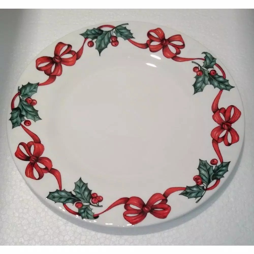 Unbranded Roy Kirkham X'mas Ribbon Tea Plate Set of 6 - Fine Bone China, Made in England
