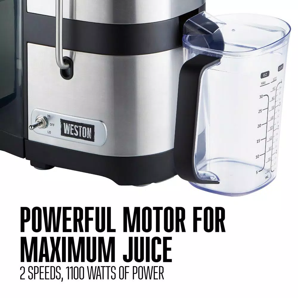 Weston Super Chute 1100W Centrifugal Juice Extractor, 3.5" Extra-Wide Feed Chute, Stainless Steel