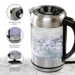 Ovente KG612S 1.7L Glass Electric Kettle, 1500W Silver Stainless Steel with Blue LED Light thumbnail 6