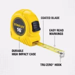 Stanley 16 ft. x 3/4 in. Tape Measure with Polymer-Coated Blade and High-Impact ABS Case thumbnail 2