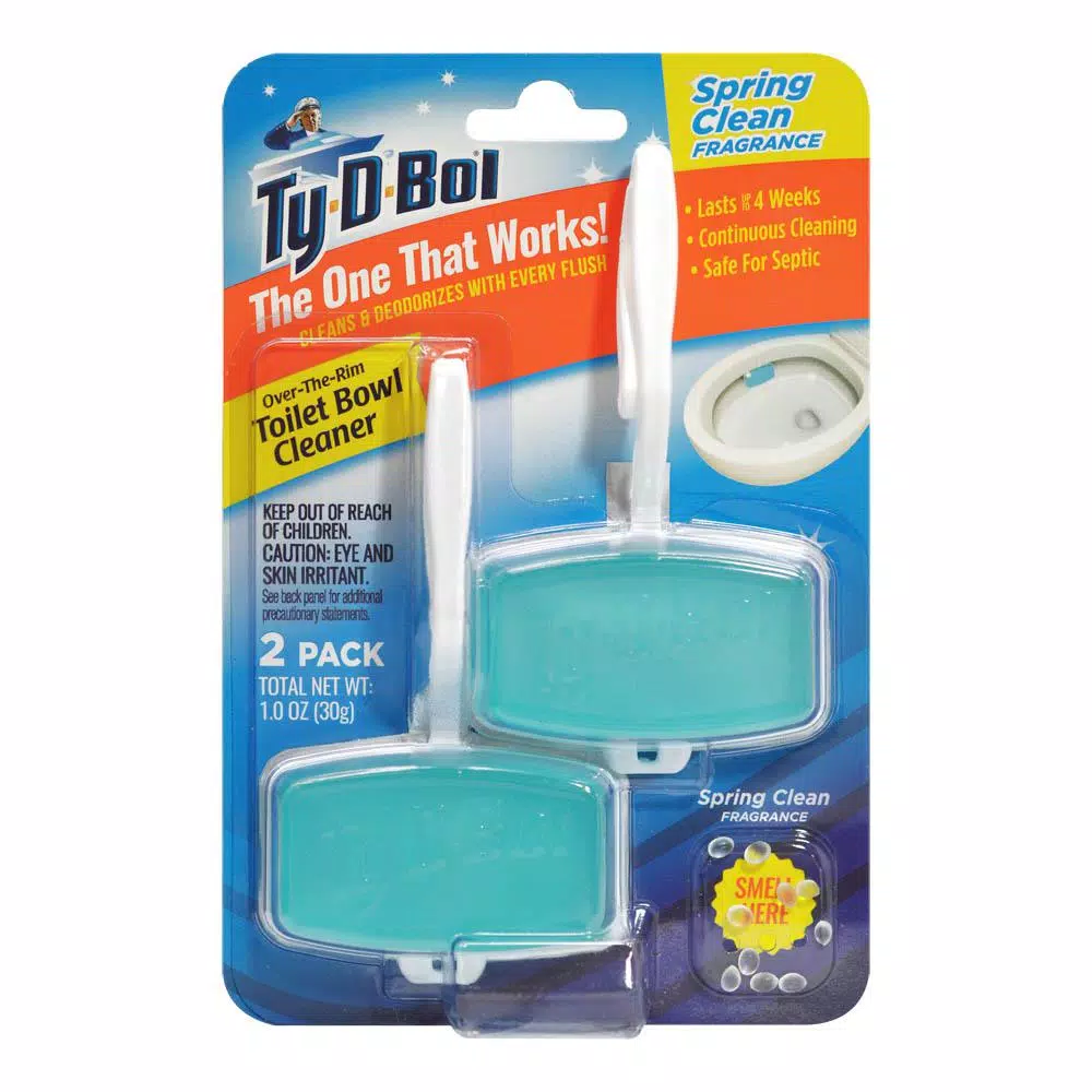 Ty-D-Bol 1 That Works Spring Clean Fragrance Toilet Bowl Cleaning Gel Rim Hangers, 6-Pack