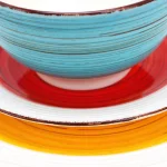 Gibson Home Confetti Band 12-Piece Ceramic Stoneware Dinnerware Set, Service for 4 thumbnail 2