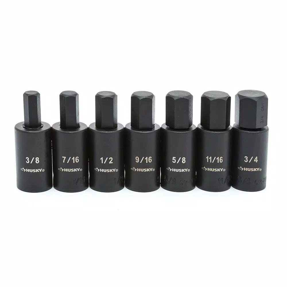 Husky 1/2 in. Drive Hex Bit Impact Socket Set, 14-Piece SAE/Metric