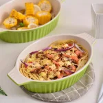 MALACASA 2-Piece Oval Green Porcelain Bakeware Set, 12.75 in. and 14.5 in. Ceramic Baking Pans thumbnail 3