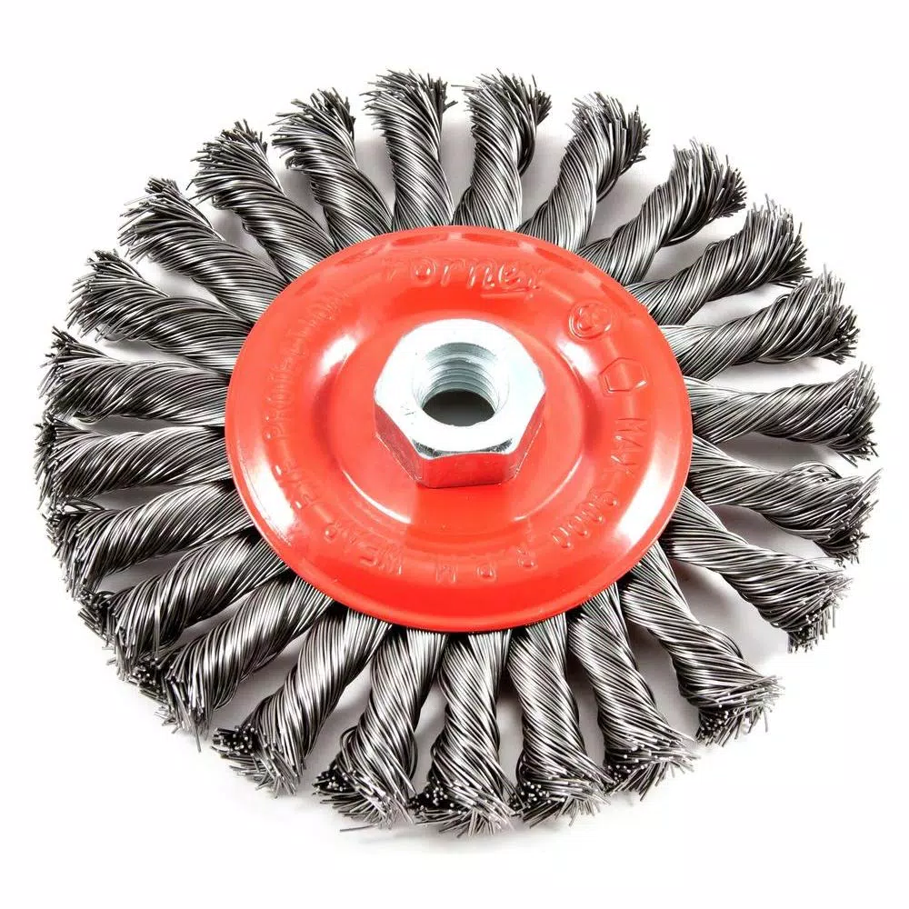 Forney 6 in. Twist Knot Wire Wheel Brush with 5/8 in.-11 Threaded Arbor