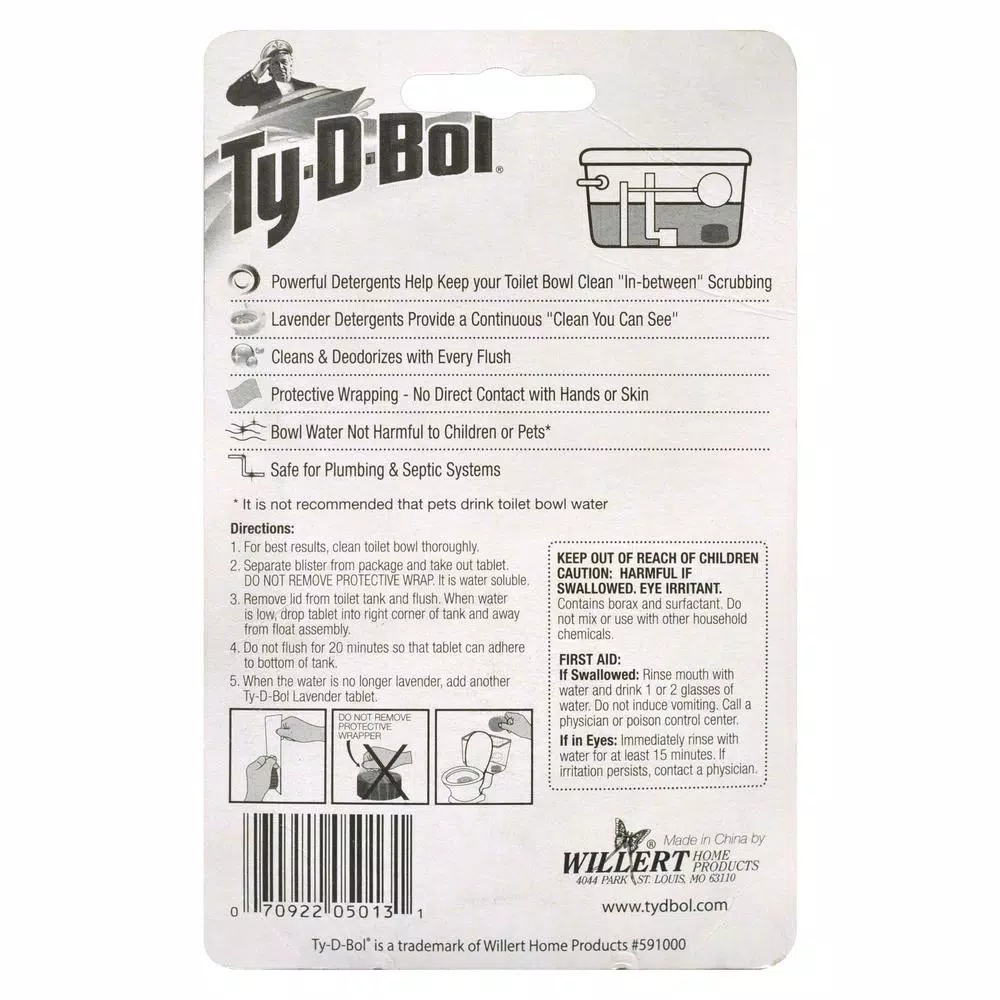 Ty-D-Bol Lavender Scent In-Tank Toilet Bowl Cleaner Tablets, 1.7 oz (6-Pack)