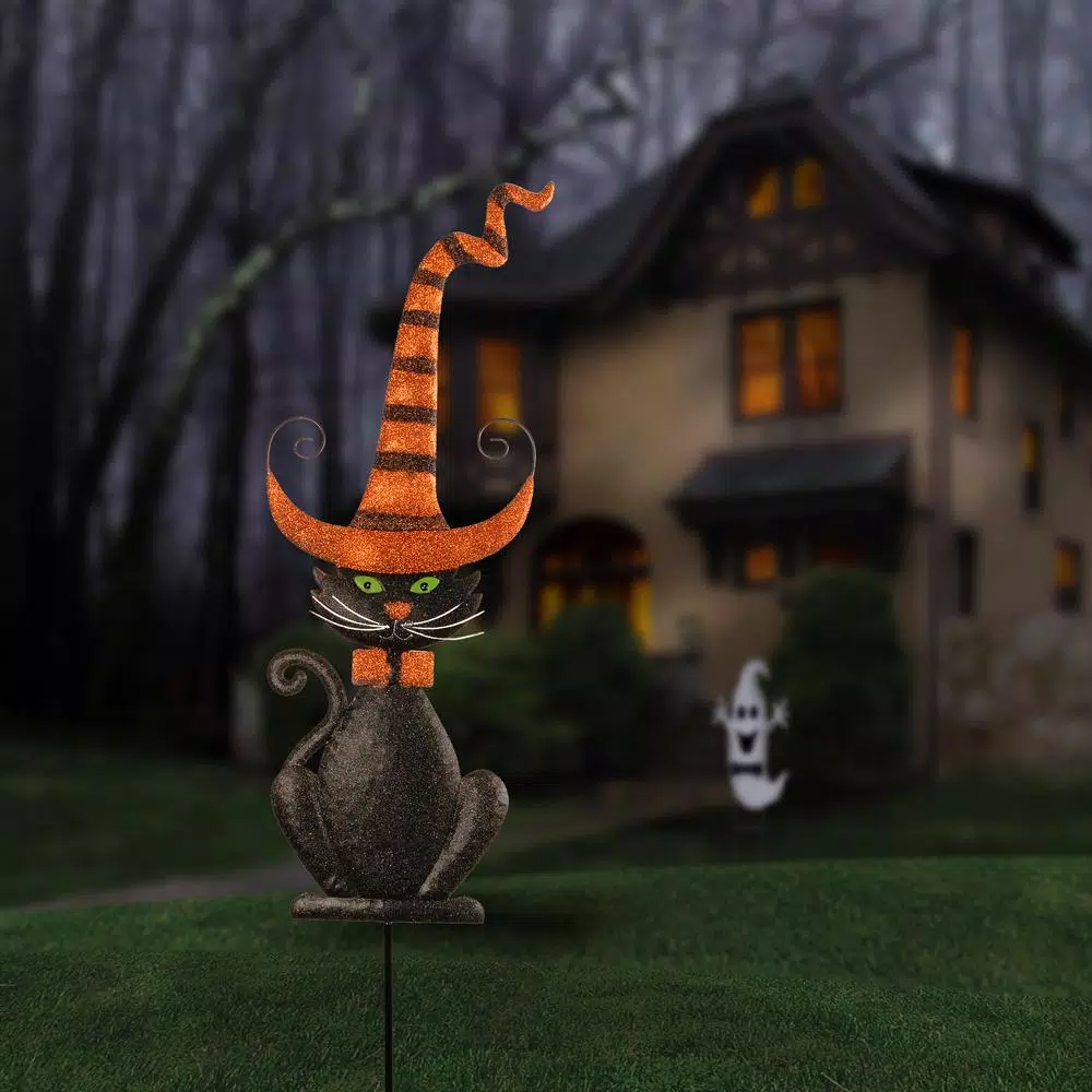 National Tree Company 46 in. Black Halloween Cat Ground Stake Yard Decoration