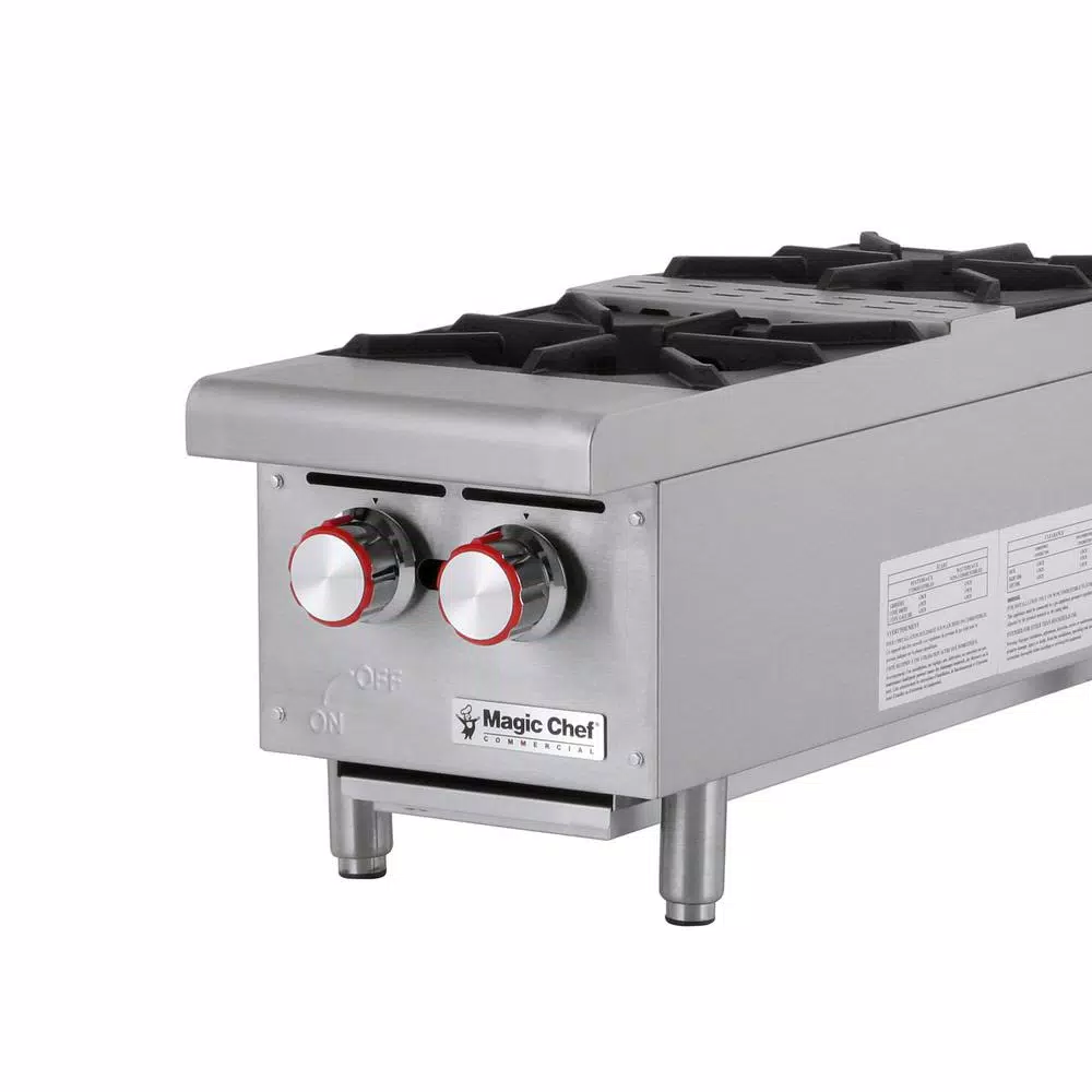 Unbranded Magic Chef Commercial 12 in. 2-Burner Gas Countertop Hot Plate Range, 50,000 BTUs