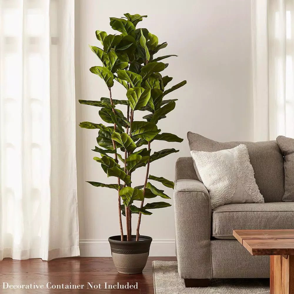 Pure Garden 72 in. Artificial Fiddle Leaf Fig Tree with Black Pot