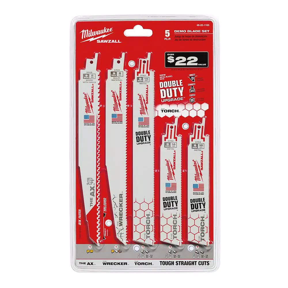 Milwaukee 5-Piece Demolition Bi-Metal Reciprocating Saw Blade Set
