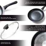 Classic Cuisine Allumi-Shield 15-Piece Nonstick Aluminum Cookware Set with Lids, Black thumbnail 2