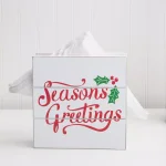 Home Essentials 6 in. Seasons Greetings White Wooden Napkin Holder thumbnail 2