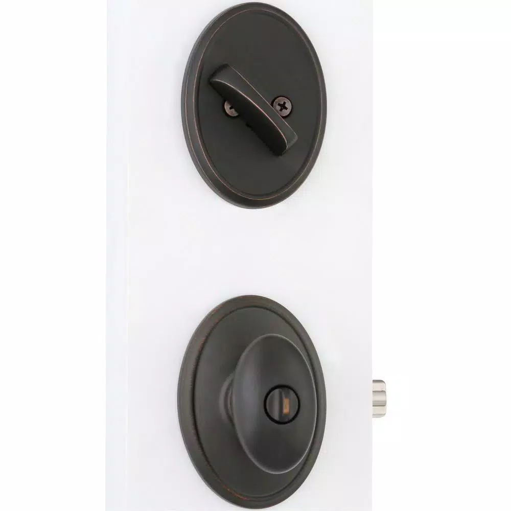 Schlage Wakefield Aged Bronze Single Cylinder Deadbolt and Siena Entry Door Knob Combo Pack