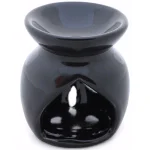 Benzara Black Handmade Ceramic Oil Diffuser and Warmer with Leaf Cutout Design thumbnail 4