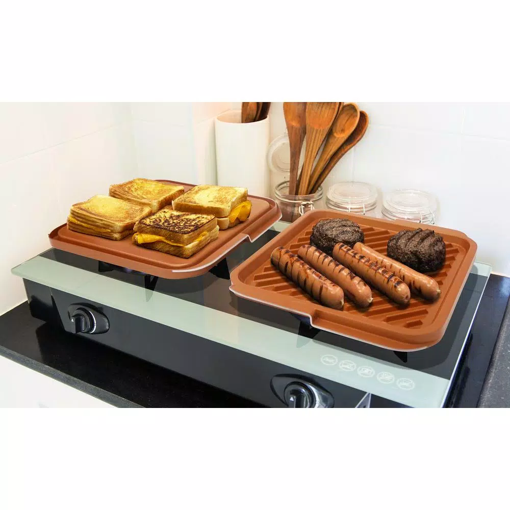 Gotham Steel 12 in. x 11 in. Aluminum Ti-Ceramic Non-Stick Reversible Double Grill and Griddle