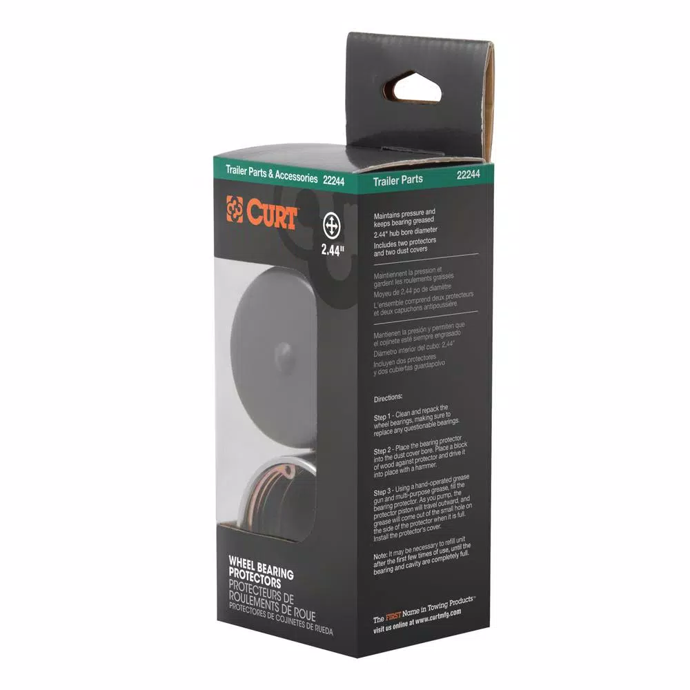 CURT 2.44" Bearing Protectors and Covers, 2-Pack