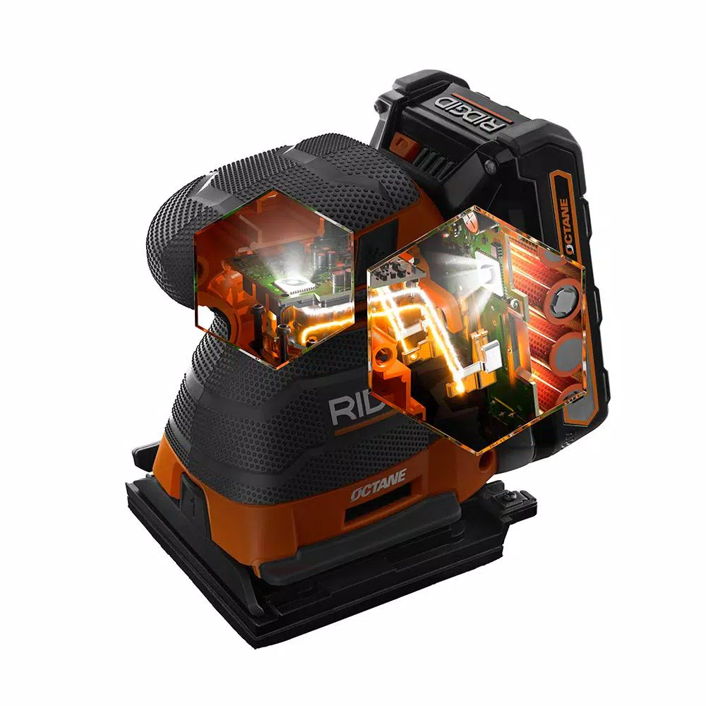 RIDGID 18V OCTANE Cordless Brushless 3-Speed 1/4 Sheet Sander
