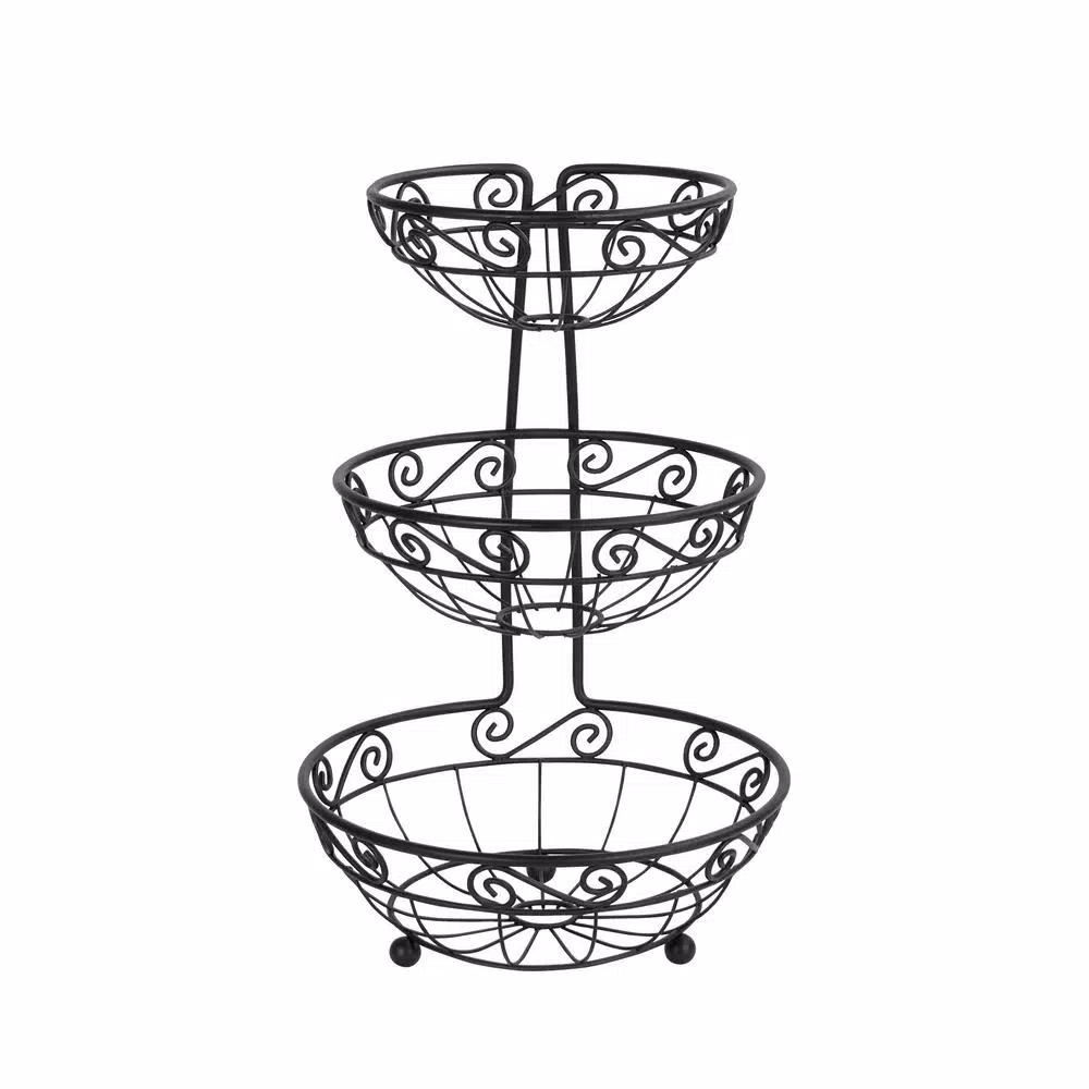 Spectrum Diversified Scroll Arched 3-Tier Steel Fruit Basket Server