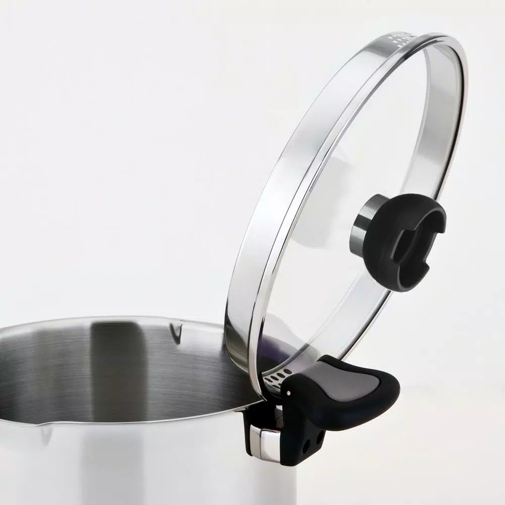1829 Carl Schmidt Sohn ARON 1.6 qt. Stainless Steel Stock Pot with Glass Lid and Multi-Functional Utensil Holder Knob