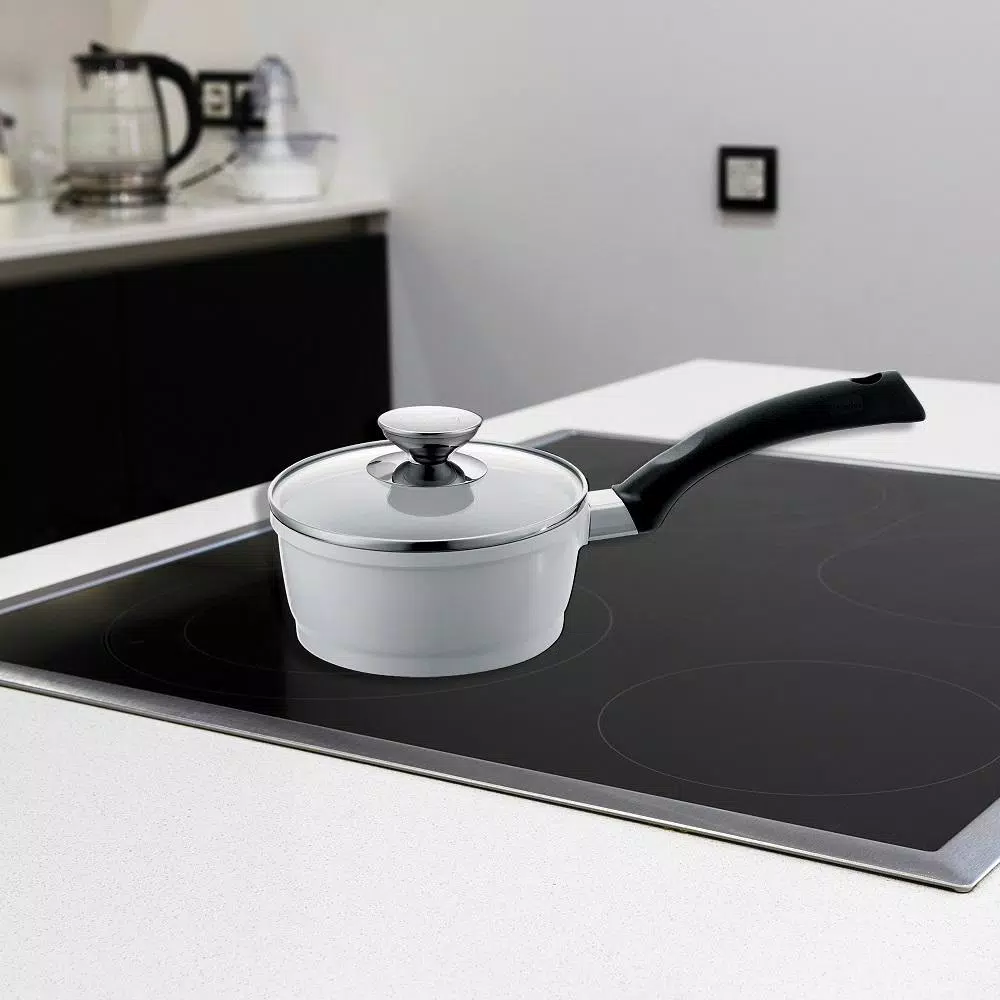 Berndes SignoCast Pearl 2 Qt. Cast Aluminum Ceramic Nonstick Sauce Pan with Glass Lid, White