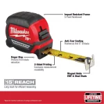 Milwaukee 25 ft. Compact Magnetic Tape Measure with 15 ft. Reach thumbnail 2