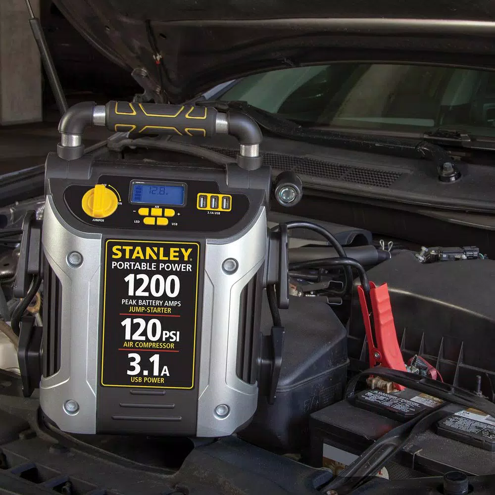 Stanley J5C09D 1200 Peak Amp Jump Starter with 120 PSI Digital Compressor and USB Power Station