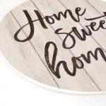 P Graham Dunn Home Sweet Home Oversized Washed White Wood Wall Decor - Rustic Circular Barrel Lid Style Sign thumbnail 3