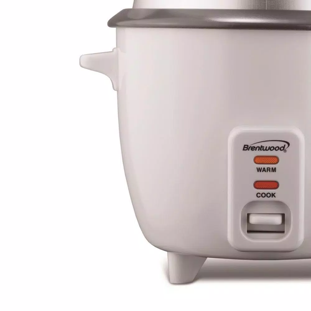 Brentwood 10-Cup White Steam Rice Cooker and Vegetable Steamer, 700W