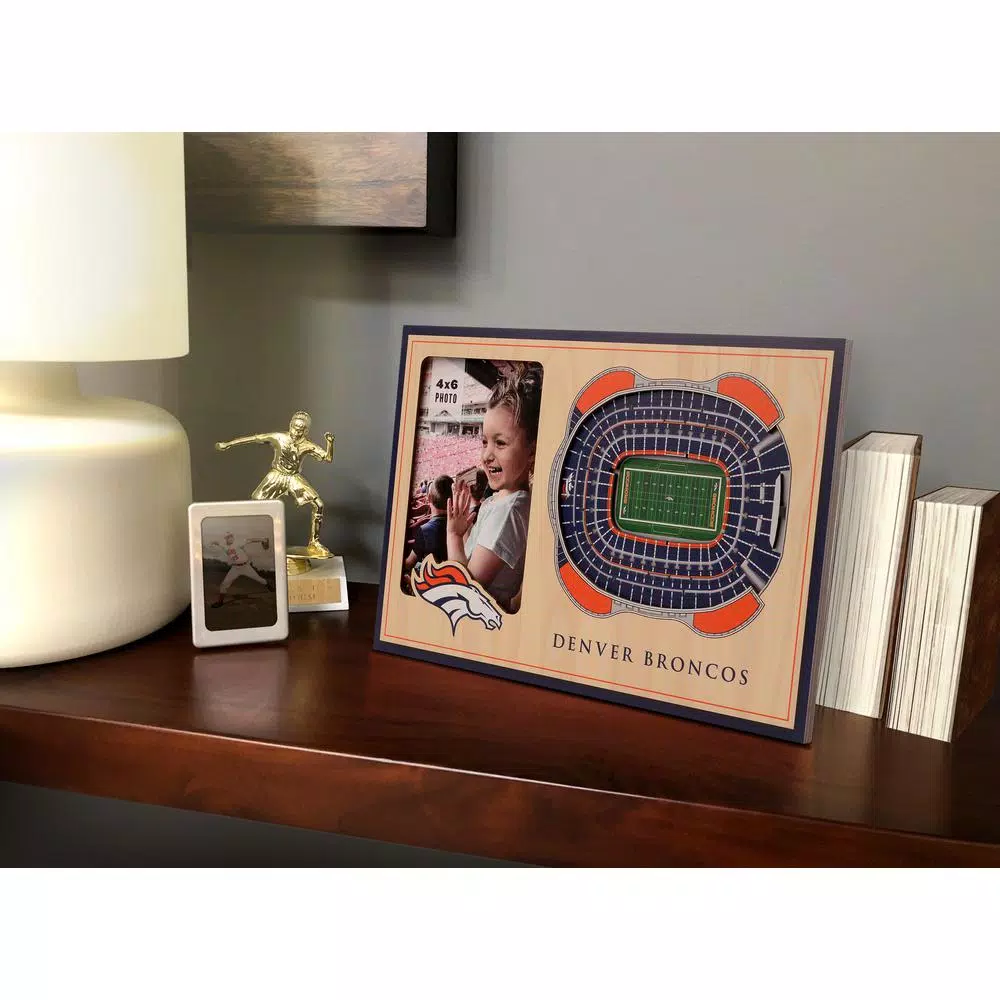YouTheFan NFL Denver Broncos StadiumView 3D Picture Frame - 4x6 Wood Grain Photo Frame