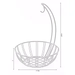 Basicwise Wire Metal Fruit Basket Holder with Integrated Banana Hanger - Black thumbnail 5