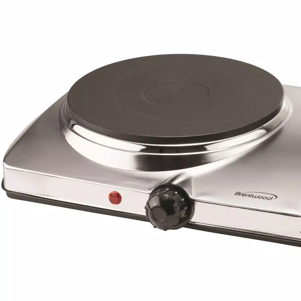 Brentwood Appliances 1440W 2-Burner Silver Electric Hot Plate