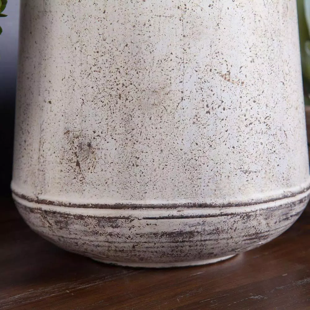 Winsome House 2-Piece White Metal Roma Pitcher Vase Set - Distressed Shabby Chic Urn Style