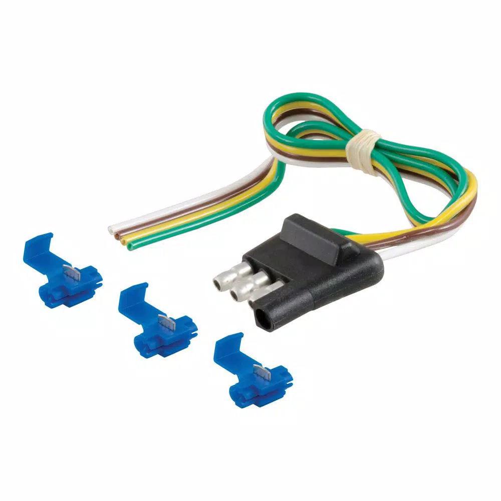 CURT 4-Way Flat Trailer Connector Plug with 12" Wires and Hardware