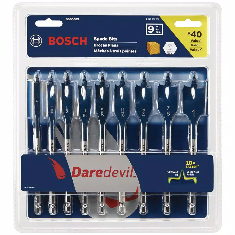 Bosch Daredevil High Carbon Steel Spade Bit Set, 9-Piece