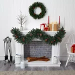Nearly Natural 6 ft. Pre-Lit Snow Dusted Artificial Christmas Garland with 50 Multi-Color LED Lights thumbnail 4