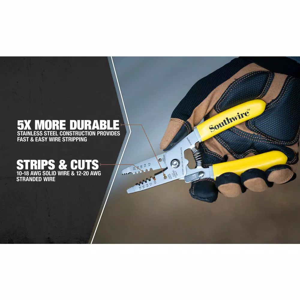 Southwire S1018STR 6 in. Compact Wire Stripper, 10-18 AWG