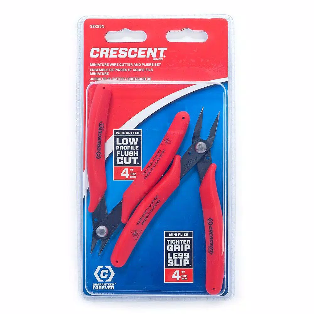 Crescent 4 in. Shear-Cutter Plier Set, 2-Piece Carbon Steel Electronic & Needle-Nose Set