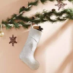 VHC Brands Tinsley 15 in. Viscose/Wool Blend Farmhouse Christmas Stocking - Nickel Grey thumbnail 2