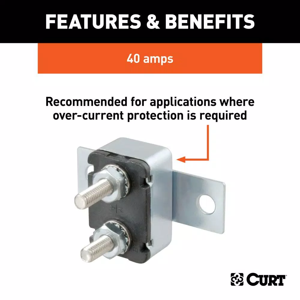 CURT 40-Amp Universal Circuit Breaker for Over-Current Protection