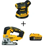 DEWALT 20V MAX XR Cordless Brushless 5 in. Random Orbital Sander & Jigsaw Combo Kit with 5.0Ah Battery thumbnail 1